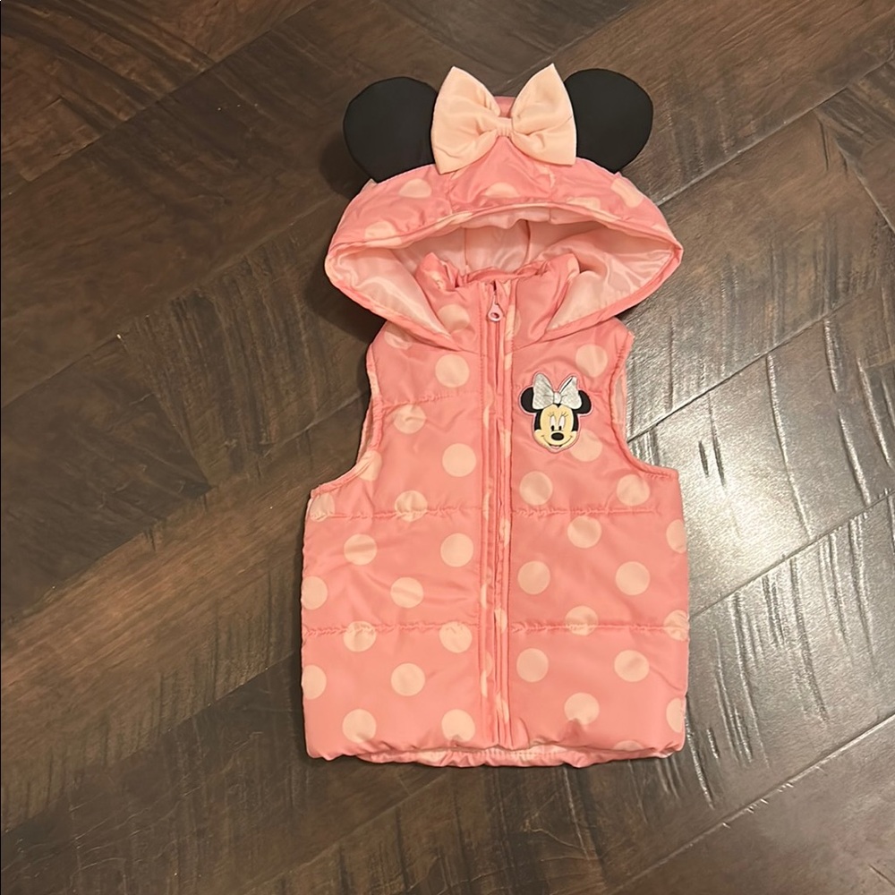 Minnie Mouse Pink Polka Dot Hooded Vest with Bow